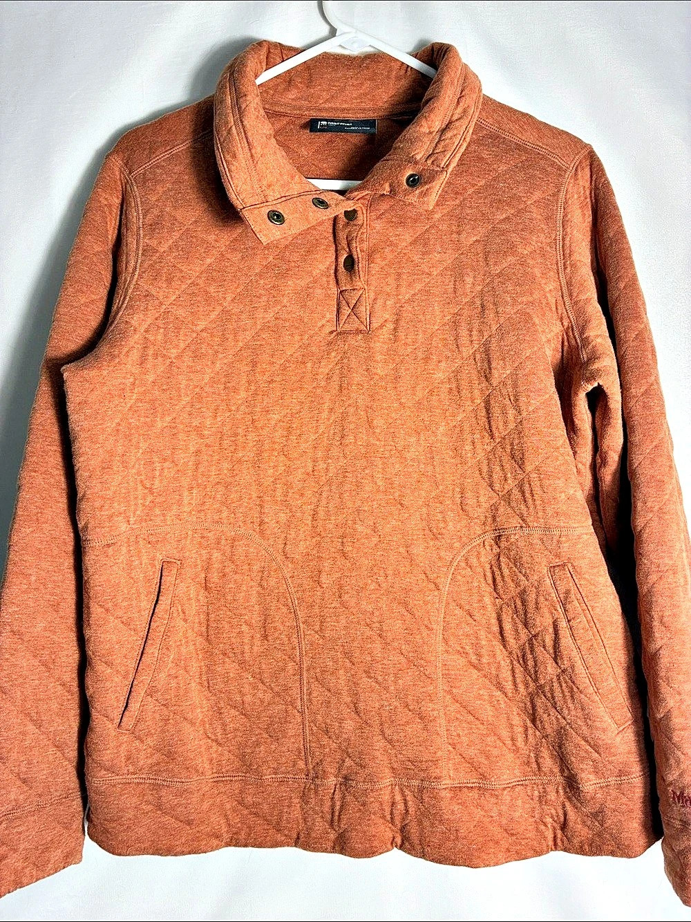 Marmot Women's Roice Quilted Long Sleeve Snap Pullover Heather Rust Orange Large